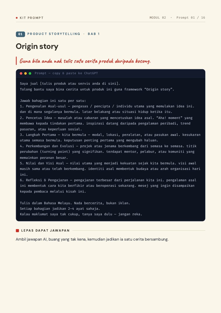 Muka surat 3 — prompt Origin story